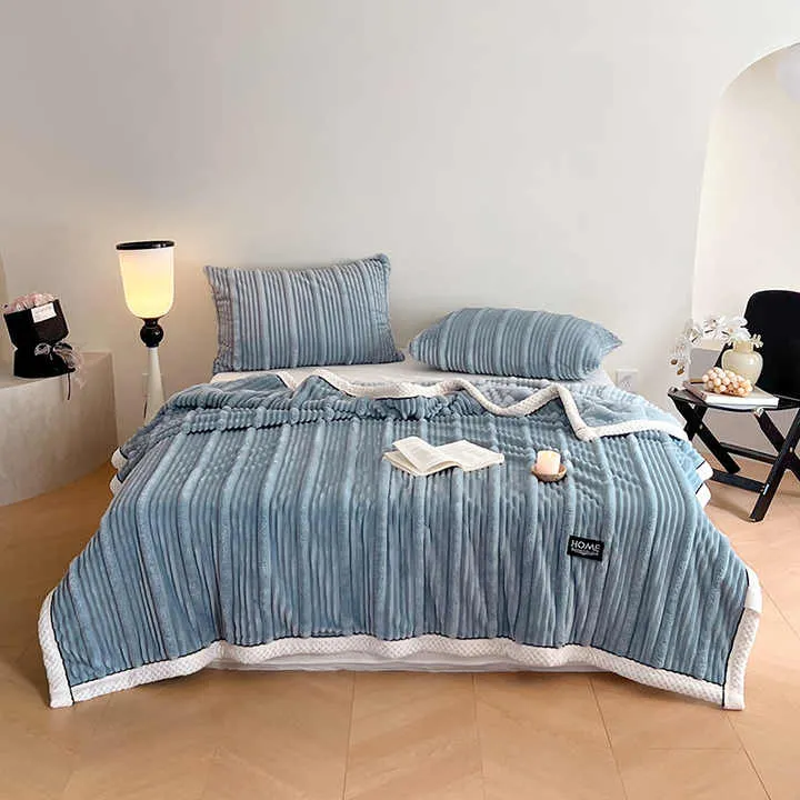 بطانيات فاخرة لتزيين المنزل منفوشة ناعمة سميكة من القطيفة بطانية دافئة للسرير الشتوي Luxury Home Decor Blankets Fluffy Soft Thick Plush Warm Winter Bed Blanket