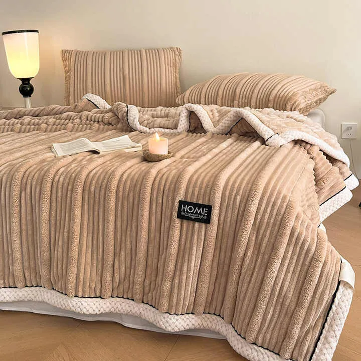 بطانيات فاخرة لتزيين المنزل منفوشة ناعمة سميكة من القطيفة بطانية دافئة للسرير الشتوي Luxury Home Decor Blankets Fluffy Soft Thick Plush Warm Winter Bed Blanket