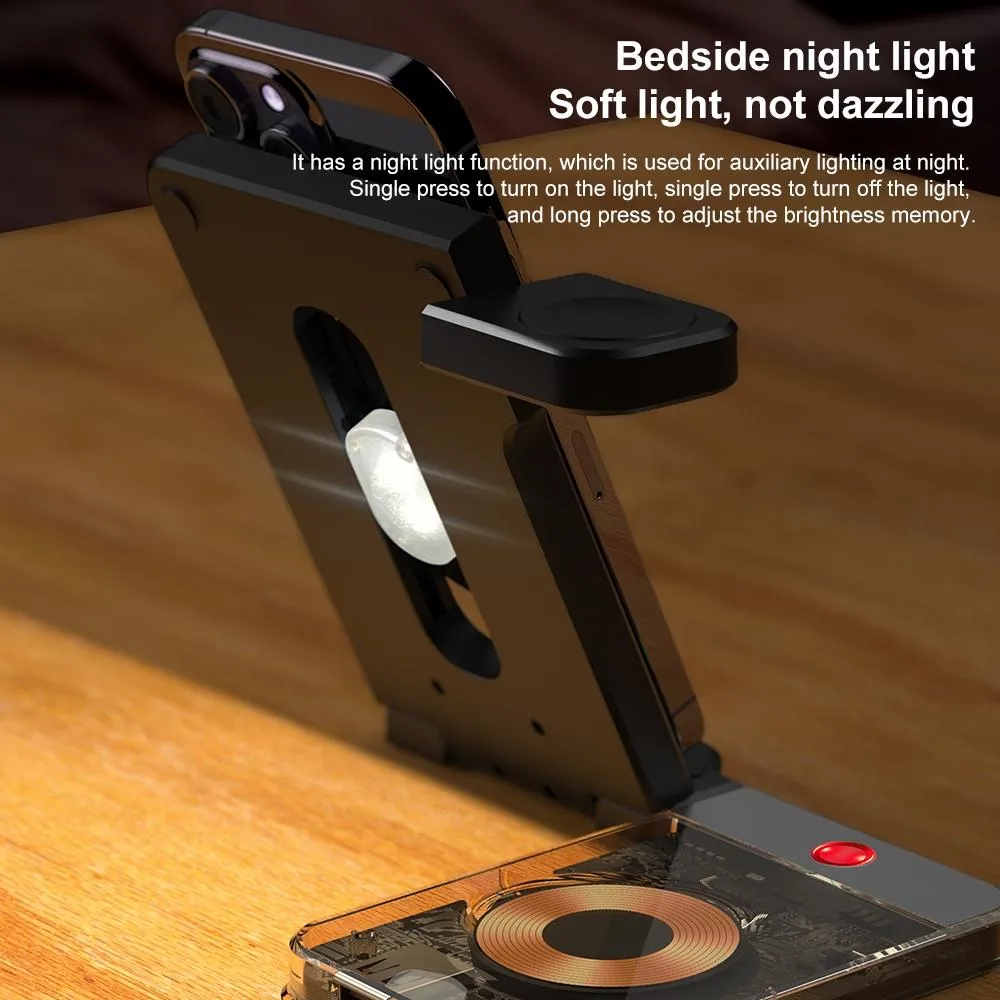 15W 5 In 1 Foldable Magnetic Wireless Charger With Night Light