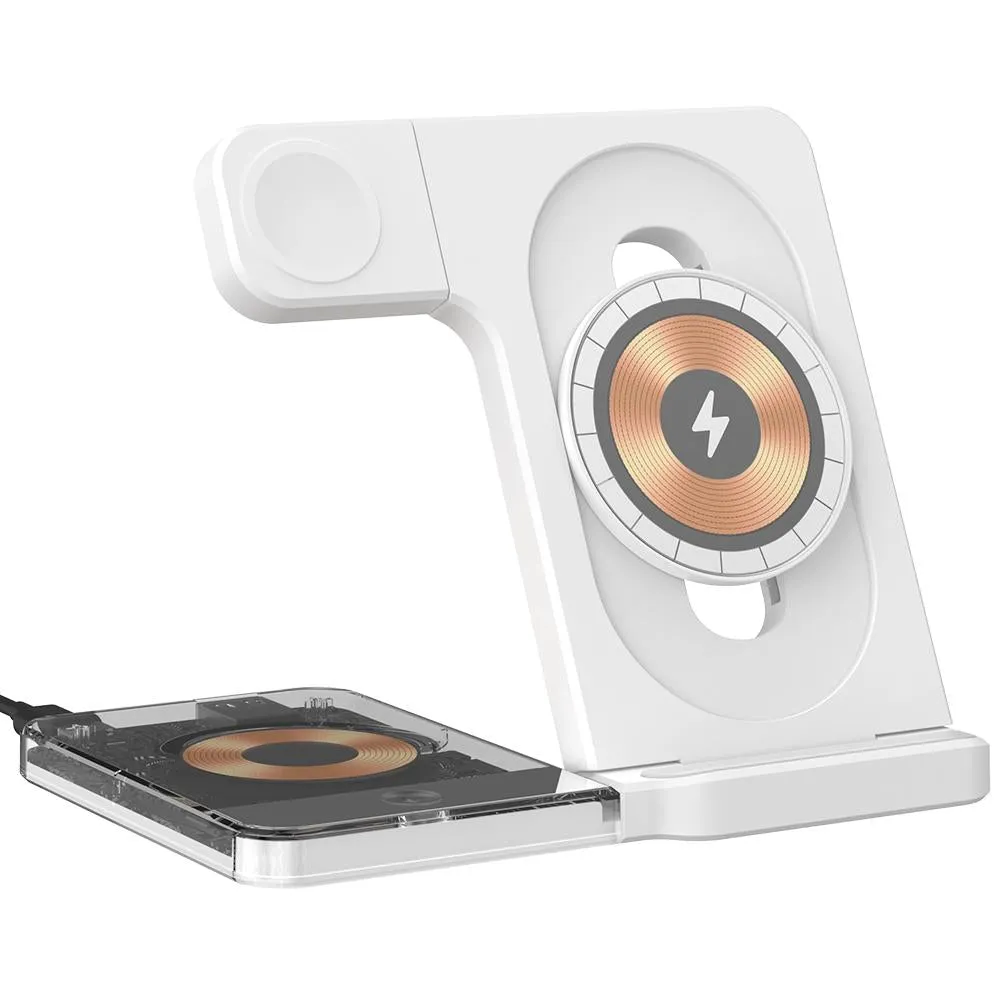 15W 5 In 1 Foldable Magnetic Wireless Charger With Night Light