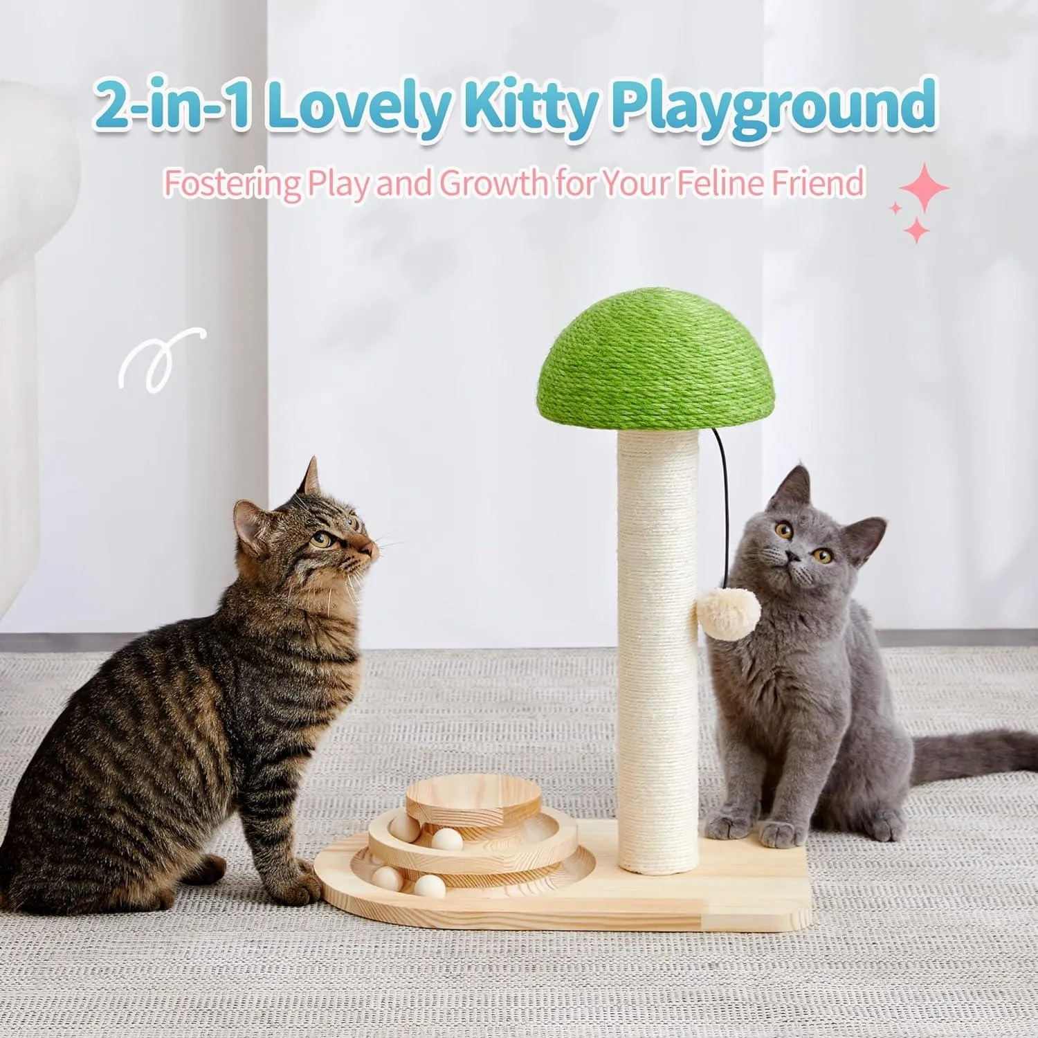 2-in-1 Mushroom Cat Scratcher with Sisal Ropes