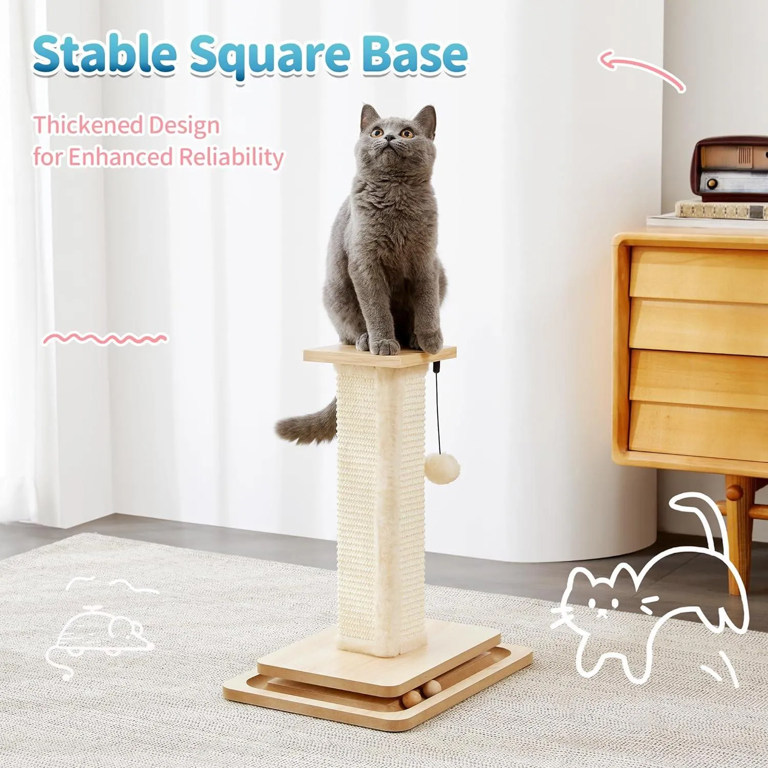2-in-1 Mushroom Cat Scratcher with Sisal Ropes