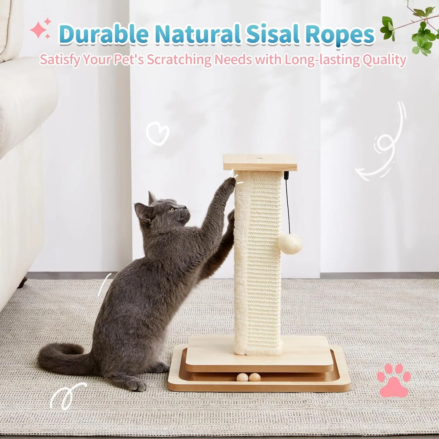 2-in-1 Mushroom Cat Scratcher with Sisal Ropes