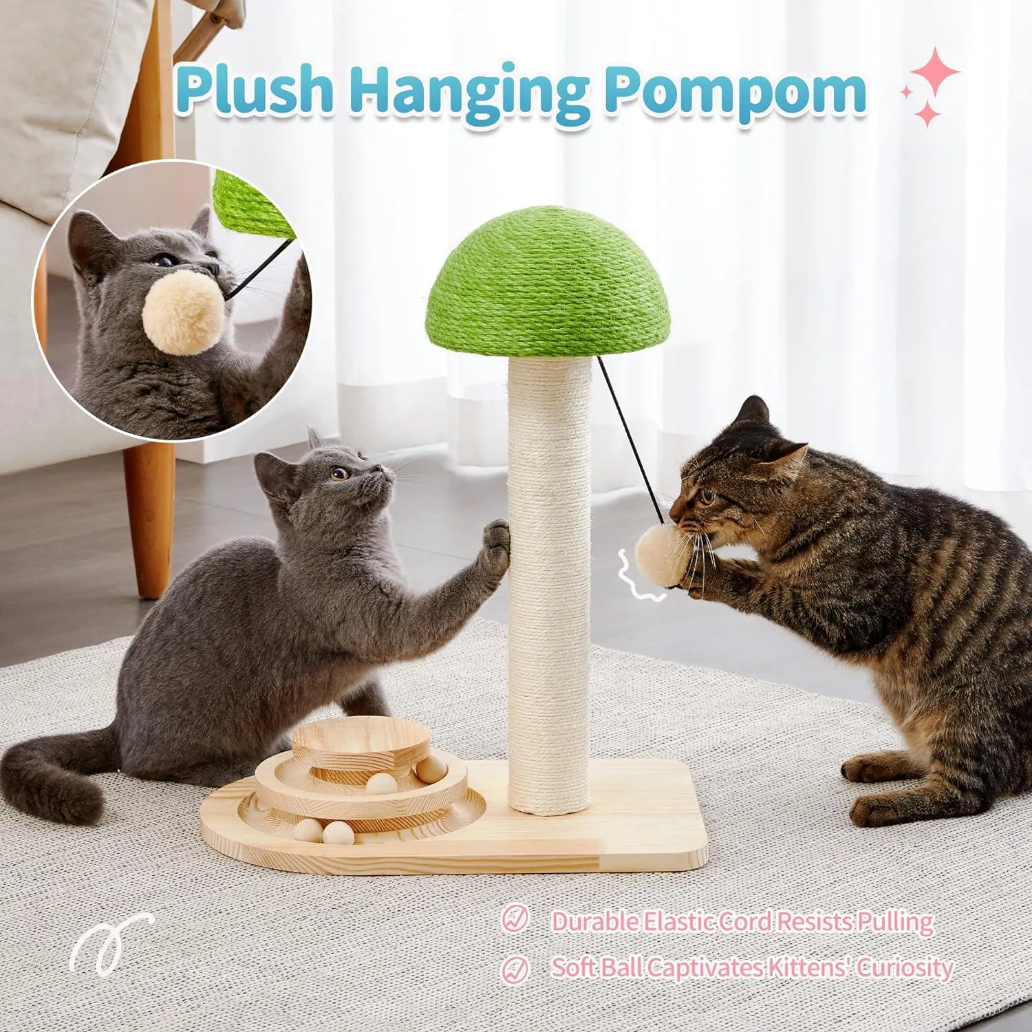2-in-1 Mushroom Cat Scratcher with Sisal Ropes