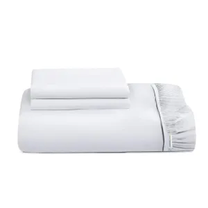 3 Piece Fitted Sheet Set Super Soft White Twin Size 160x200 30cm with 2 Pillow Case