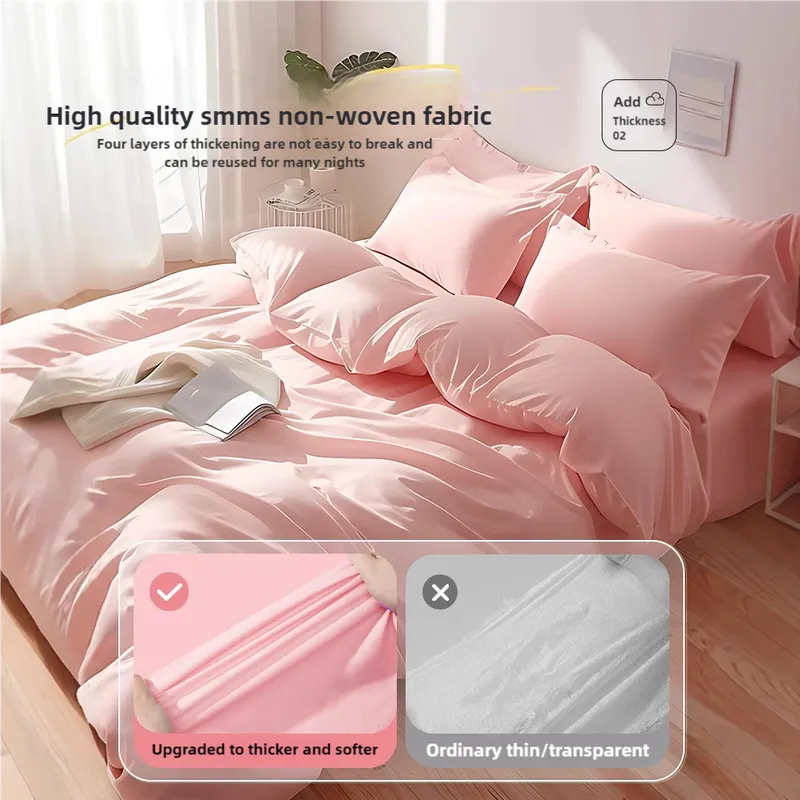 4 Packaging | Disposable Travel Bedding Set | Green | Waterproof & Clean | 4-Piece Set for Twin Beds