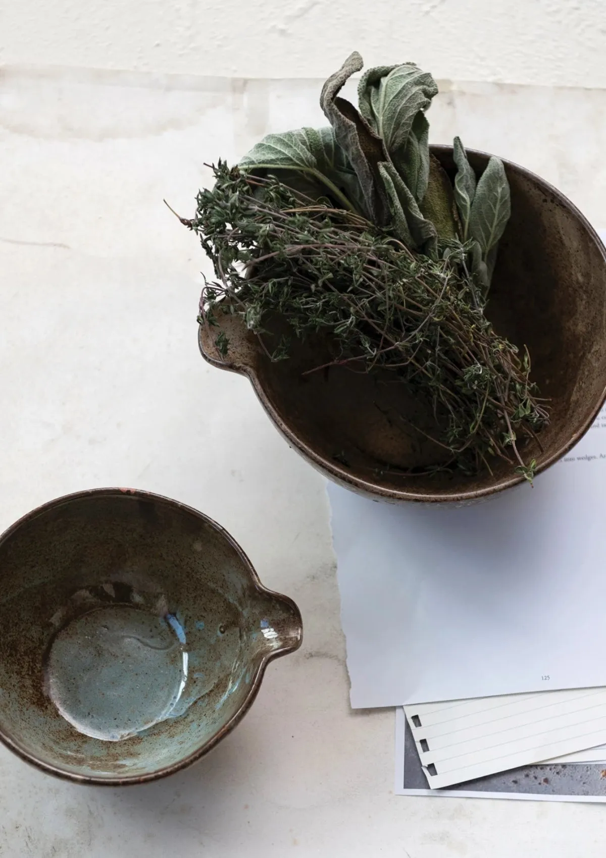 7 3/4" Stoneware Flour Batter Bowls Set of 2