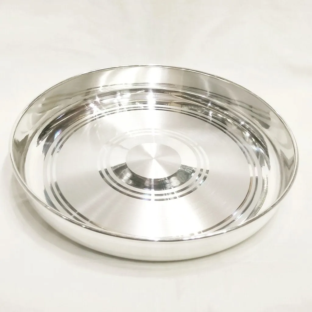 999 Fine Pure Silver Handmade solid Plan Thali, Plate/ Tray for Meal, Pooja - 11 Inch approx 475  gram approx