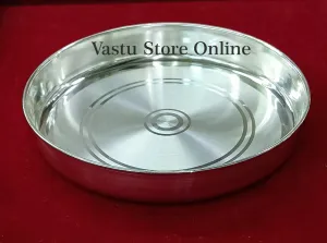 999 Fine Pure Silver Handmade solid Plan Thali, Plate/ Tray for Meal, Pooja - 11 Inch approx 475  gram approx