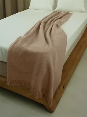 Alpaca Throw Blanket | Beige with Fringes