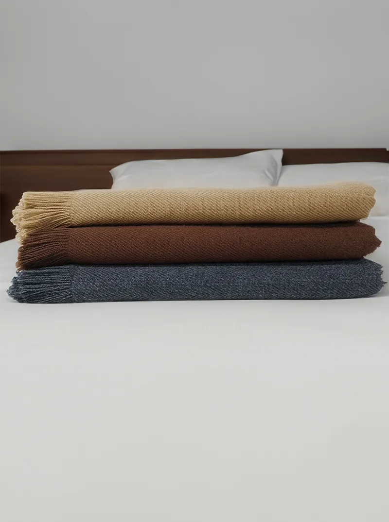 Alpaca Throw Blanket | Beige with Fringes