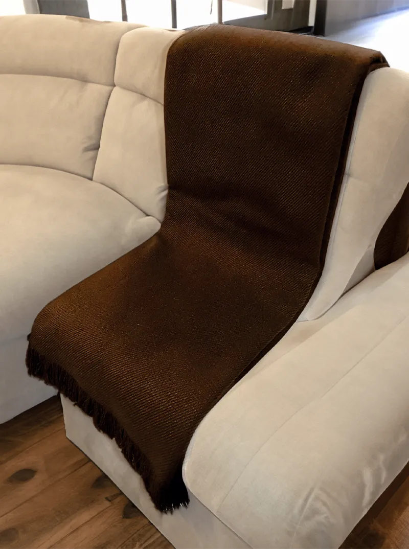Alpaca Throw Blanket | Dark Brown with Fringes