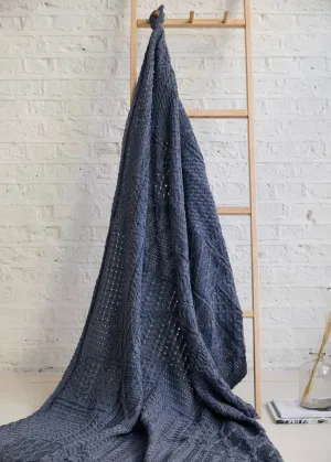 Aran Patchwork Blanket | Denim
