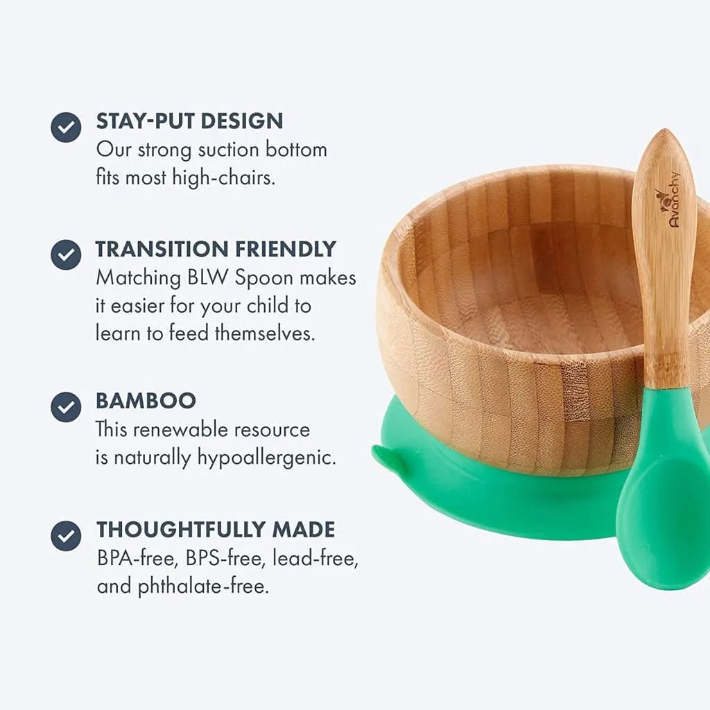 Avanchy Baby Bamboo Stay Put Suction Bowl   Spoon