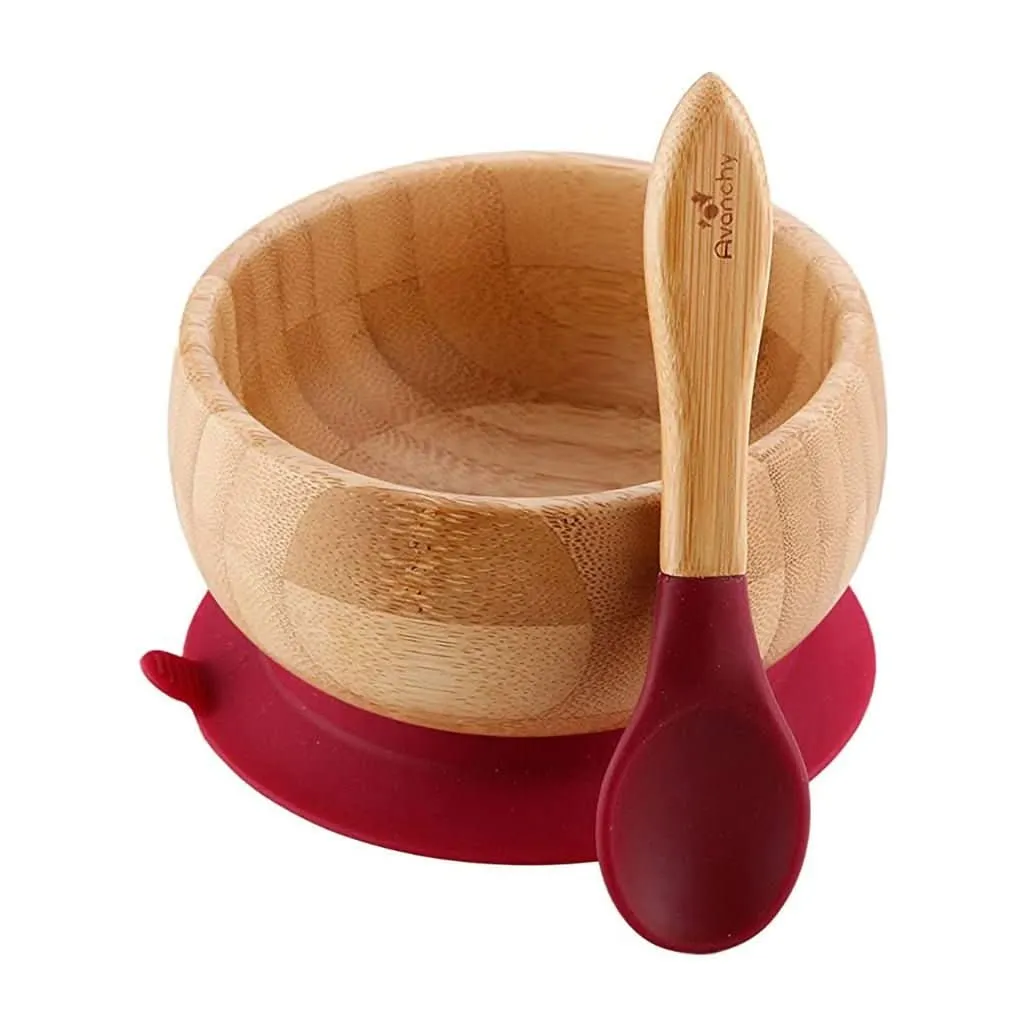 Avanchy Baby Bamboo Stay Put Suction Bowl   Spoon