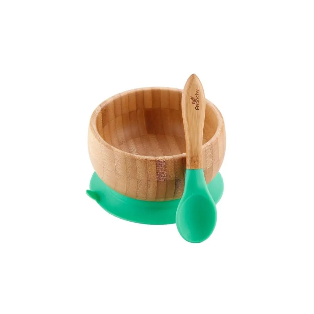 Avanchy Baby Bamboo Stay Put Suction Bowl   Spoon