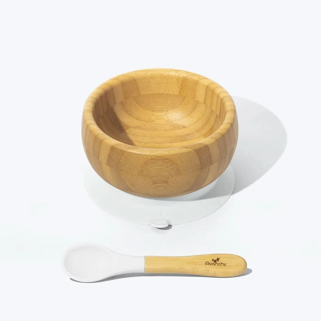 Avanchy Baby Bamboo Stay Put Suction Bowl   Spoon