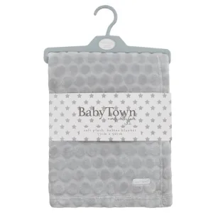 BABY EMBOSSED CIRCLES PLUSH BLANKET-GREY (75 x 90 cm) (PK4) 19C245