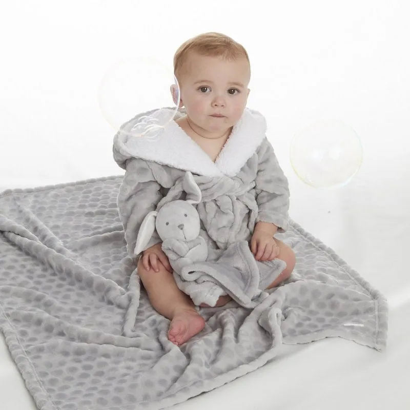 BABY EMBOSSED CIRCLES PLUSH BLANKET-GREY (75 x 90 cm) (PK4) 19C245
