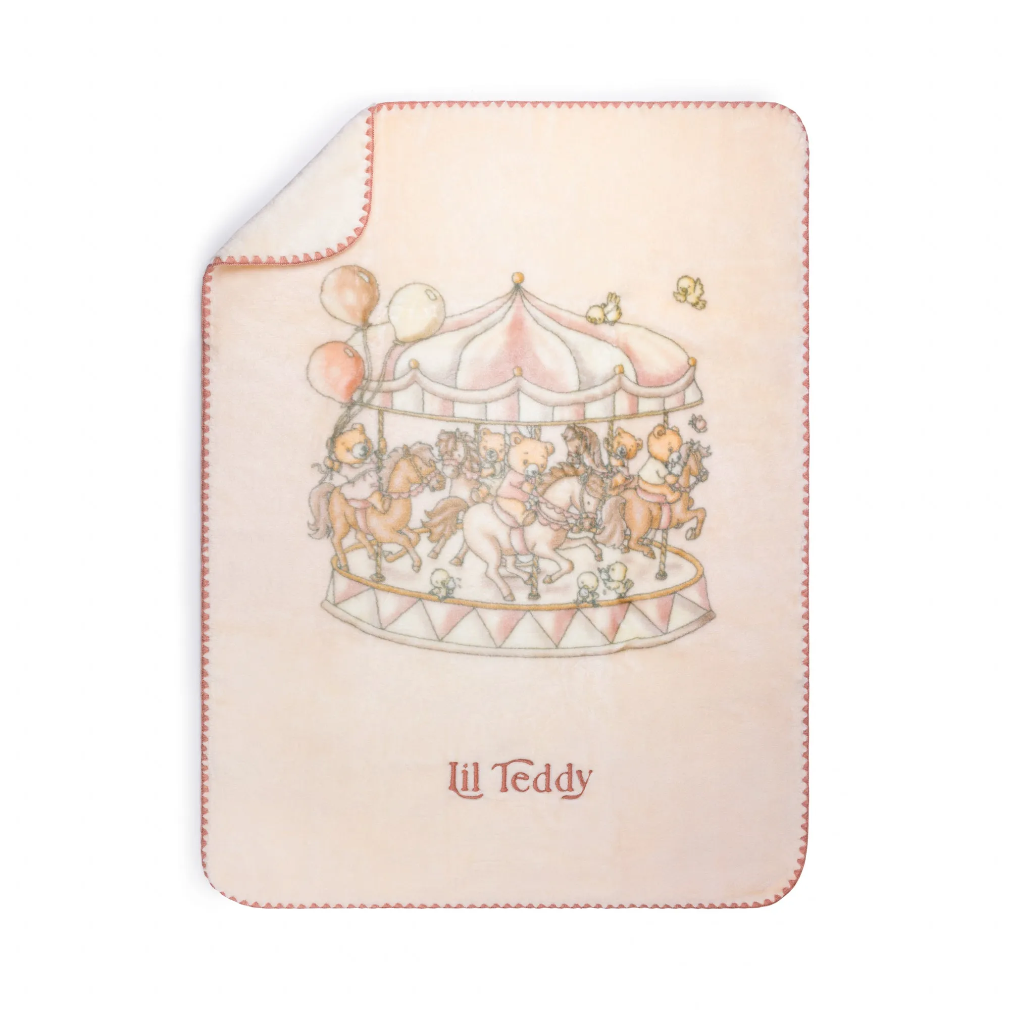 Baby Girl Blanket | Teddy's Merry Go Snuggle | Sugary Pink | Lil Teddy