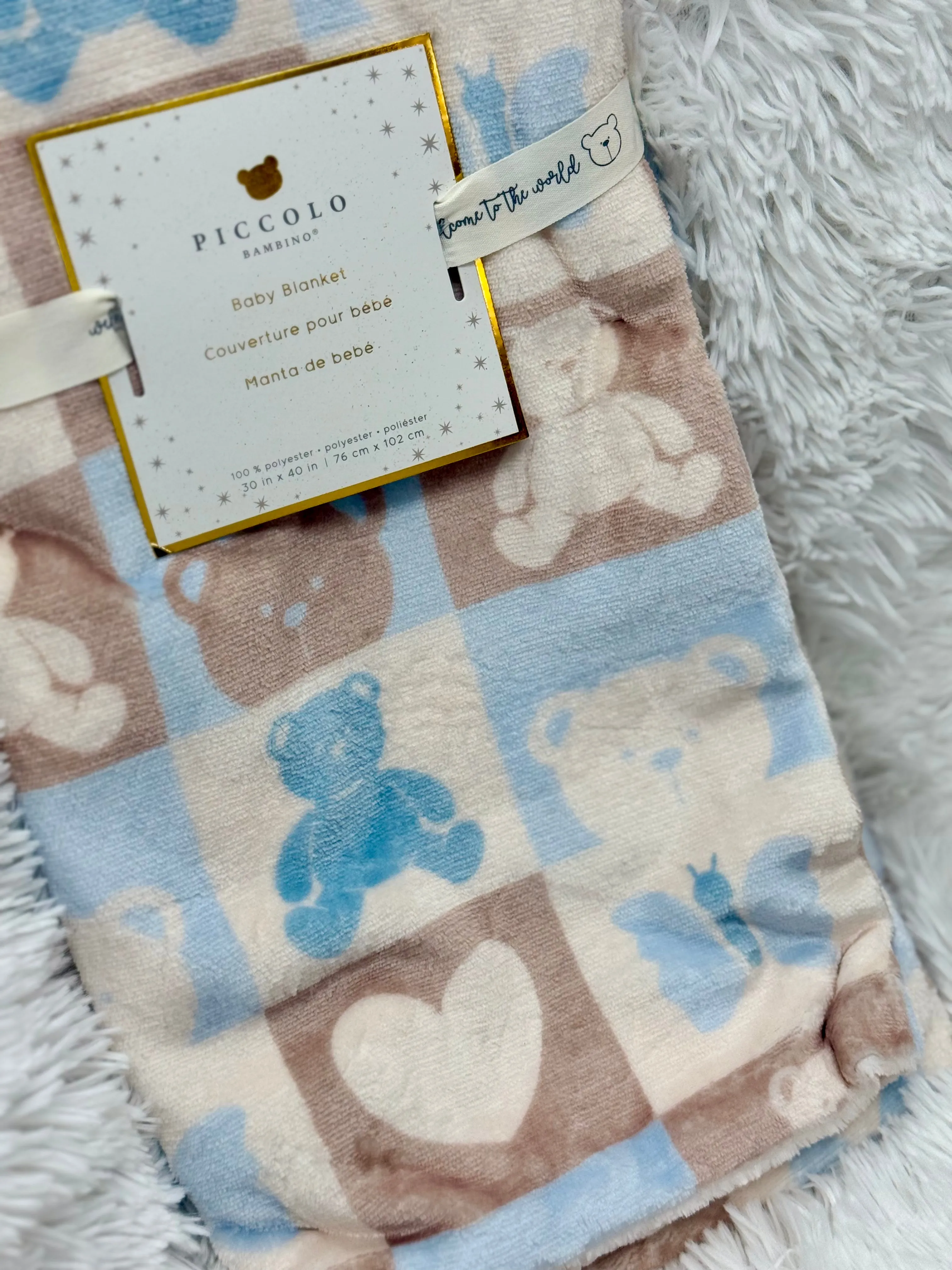 Baby Reversible Velour Blanket || Blues