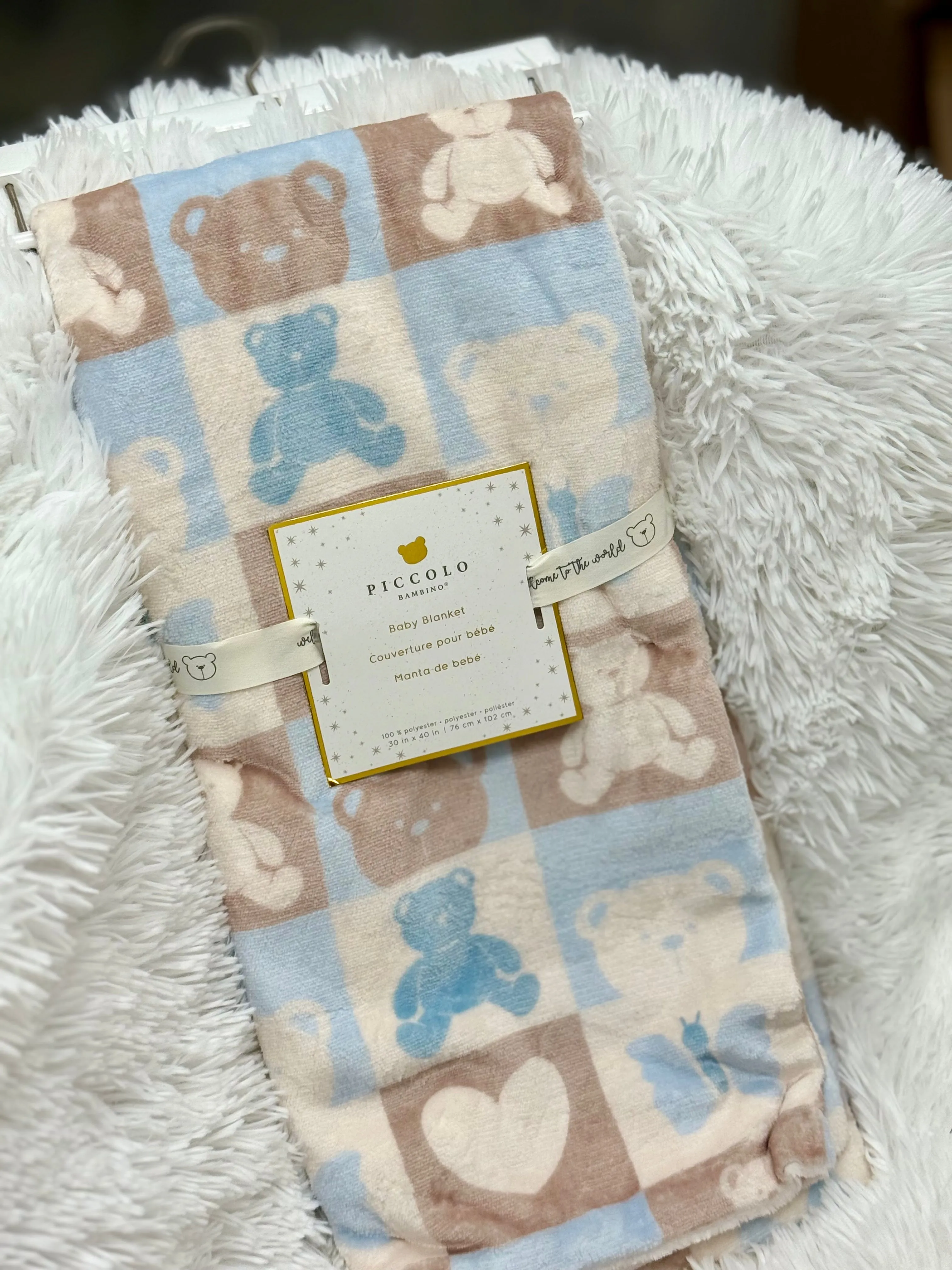 Baby Reversible Velour Blanket || Blues