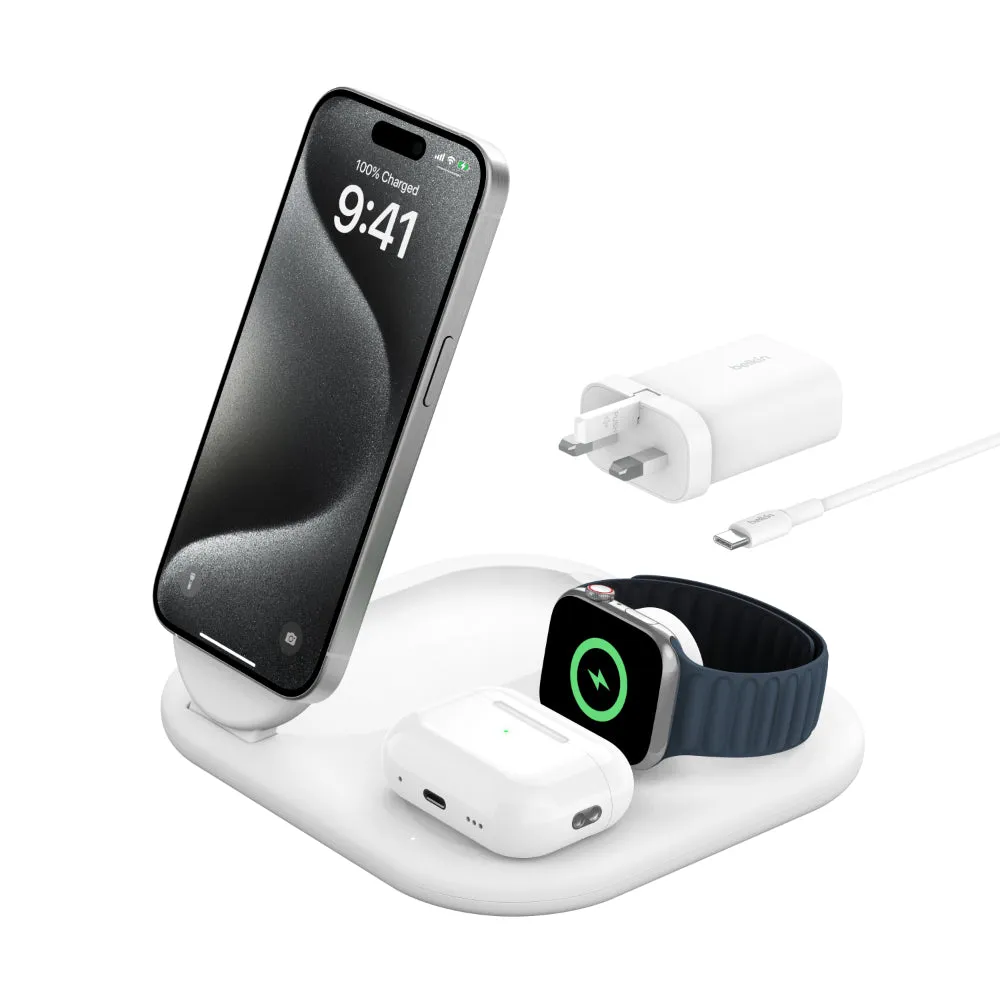 BELKIN Wireless Charger Qi2 3in1 Magnetic Foldable Cha