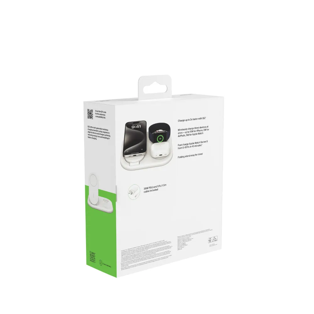 BELKIN Wireless Charger Qi2 3in1 Magnetic Foldable Cha