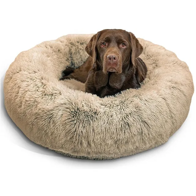 Best Friends by Sheri The Original Calming Donut Cat & Dog Bed, Taupe Shag Fur