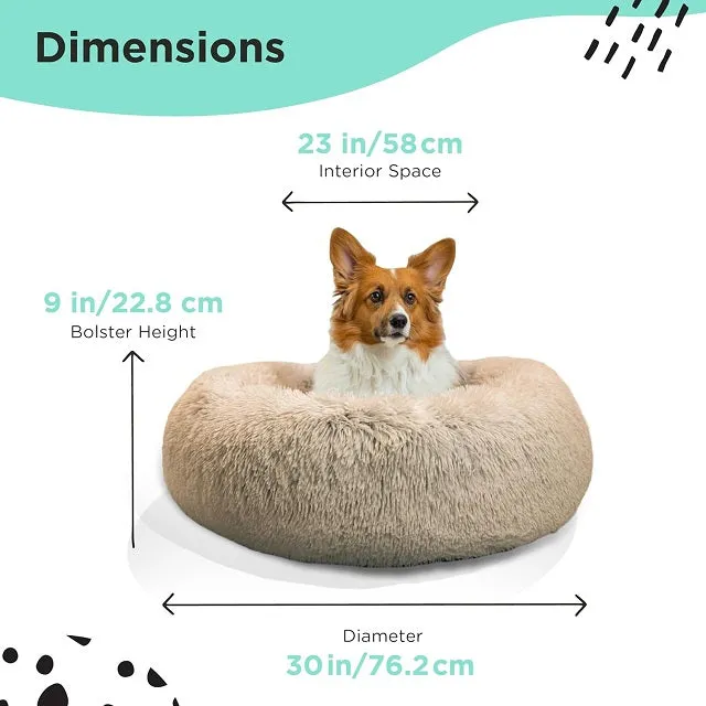 Best Friends by Sheri The Original Calming Donut Cat & Dog Bed, Taupe Shag Fur