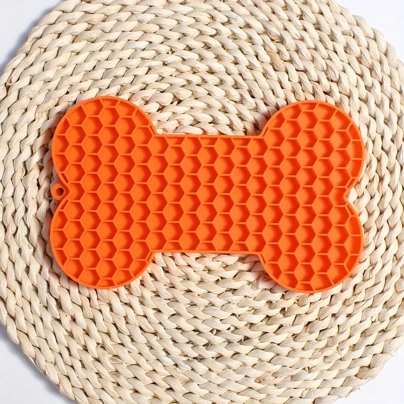 Boredom and Anxiety Relief Dog Lick Mat BoneShaped Silicone Slow Feeder