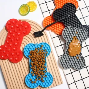 Boredom and Anxiety Relief Dog Lick Mat BoneShaped Silicone Slow Feeder