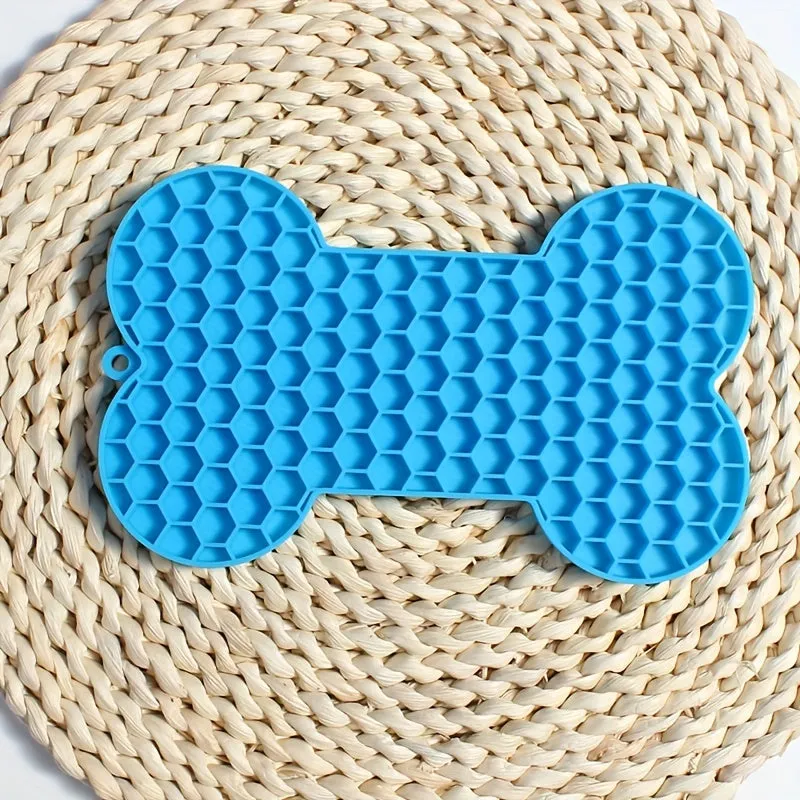 Boredom and Anxiety Relief Dog Lick Mat BoneShaped Silicone Slow Feeder