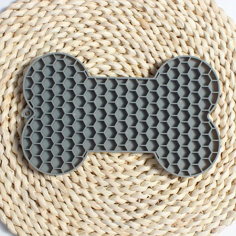 Boredom and Anxiety Relief Dog Lick Mat BoneShaped Silicone Slow Feeder