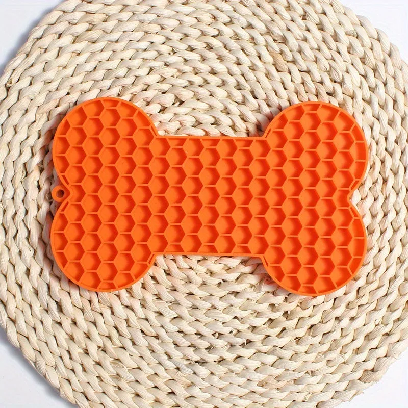 Boredom and Anxiety Relief Dog Lick Mat BoneShaped Silicone Slow Feeder