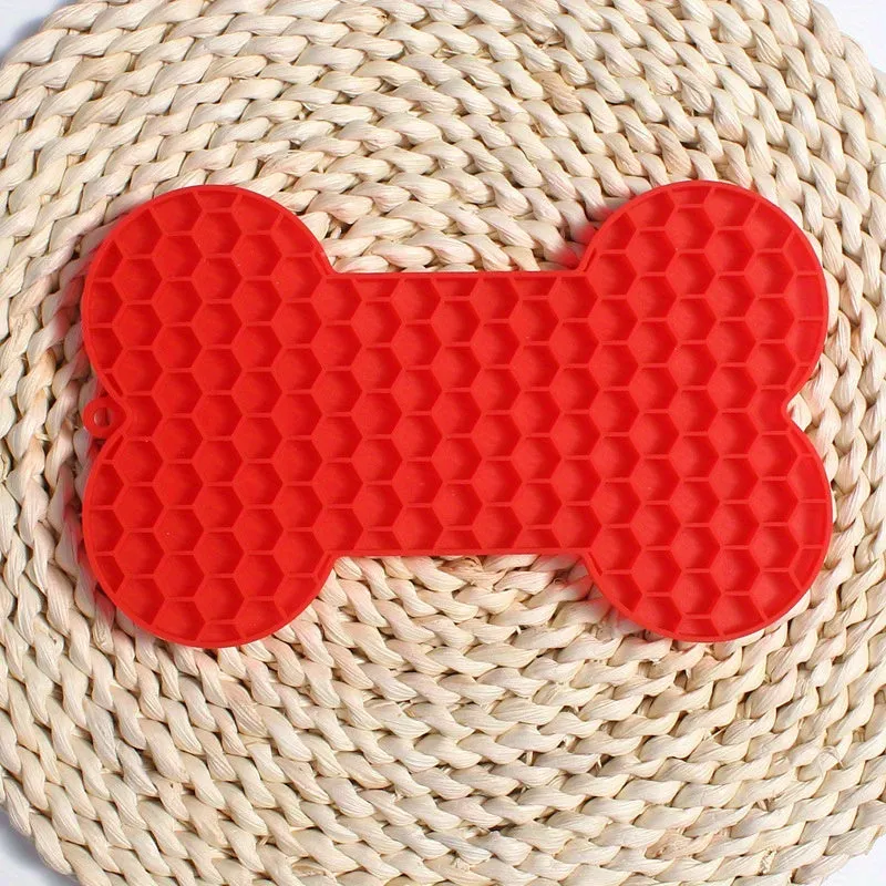 Boredom and Anxiety Relief Dog Lick Mat BoneShaped Silicone Slow Feeder