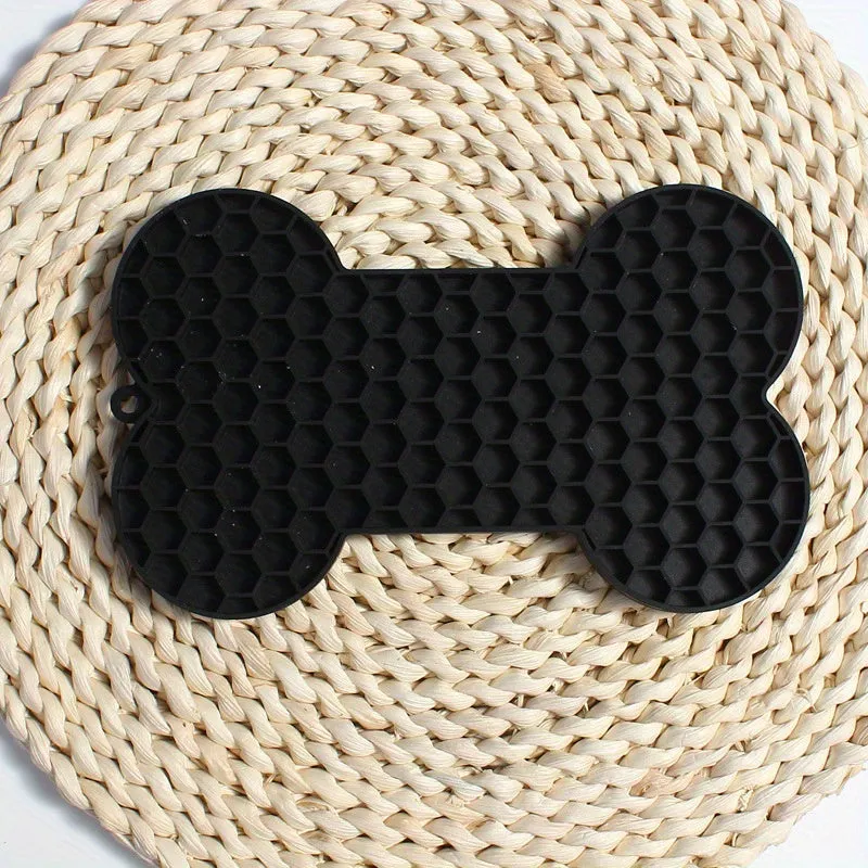 Boredom and Anxiety Relief Dog Lick Mat BoneShaped Silicone Slow Feeder