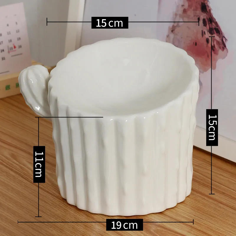 Ceramic Cactus Dog/Cat Feeding Bowl