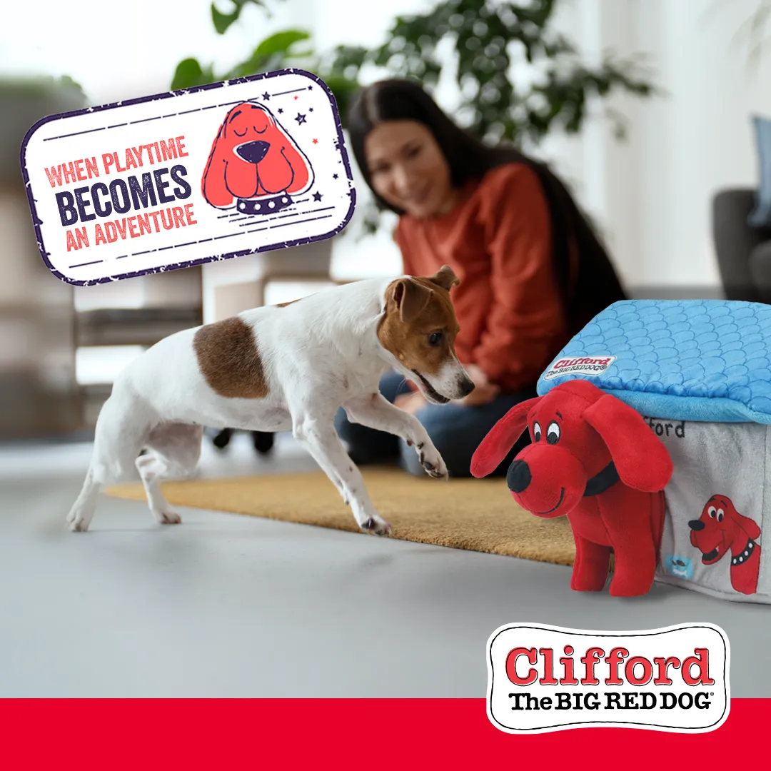Clifford® Cozy House Puzzle Hide n' Seek 7.9" Plush Dog Toy