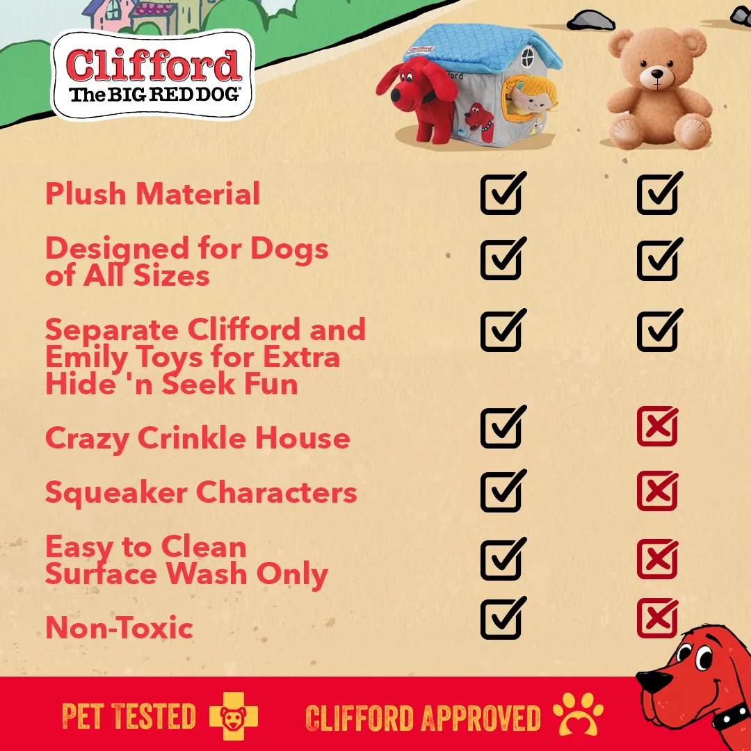 Clifford® Cozy House Puzzle Hide n' Seek 7.9" Plush Dog Toy