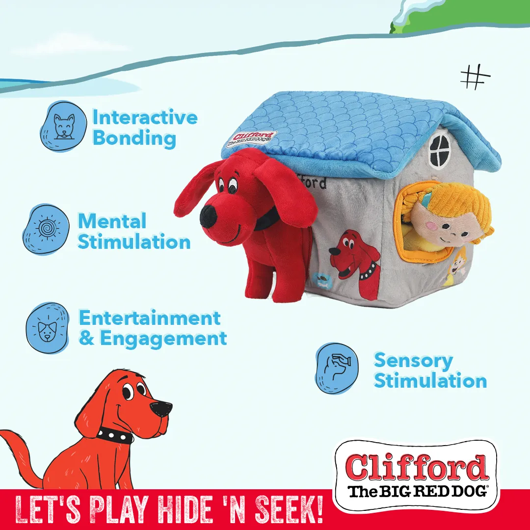 Clifford® Cozy House Puzzle Hide n' Seek 7.9" Plush Dog Toy