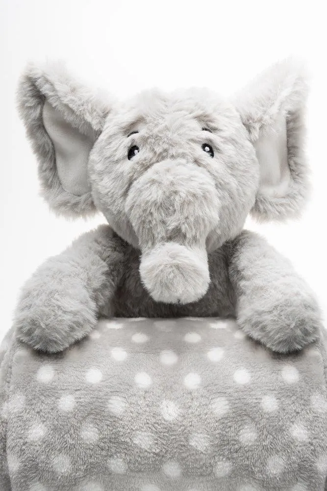 Elephant 2 Pack Blanket And Toy Grey