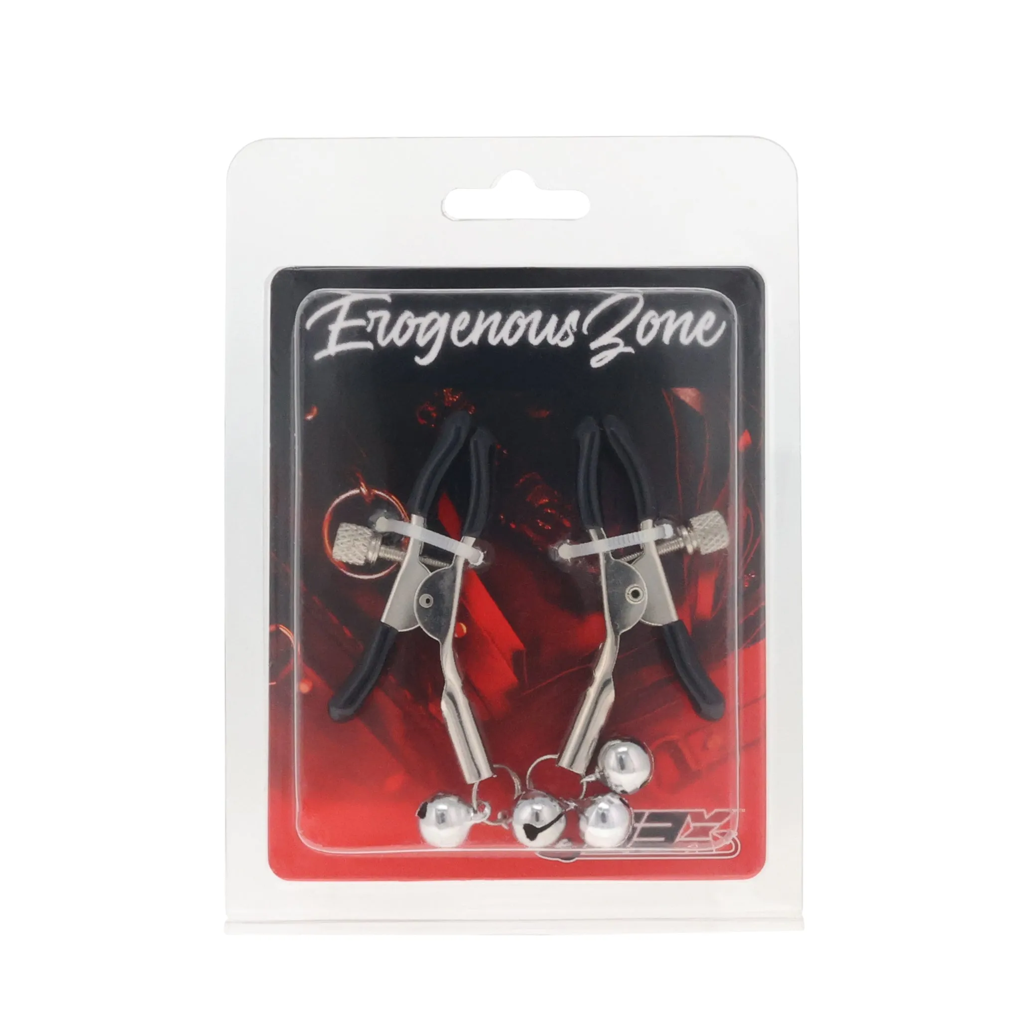 EROGENOUS ZONE ADJUSTABLE NIPPLE CLAMPS W/ SILVER BELLS