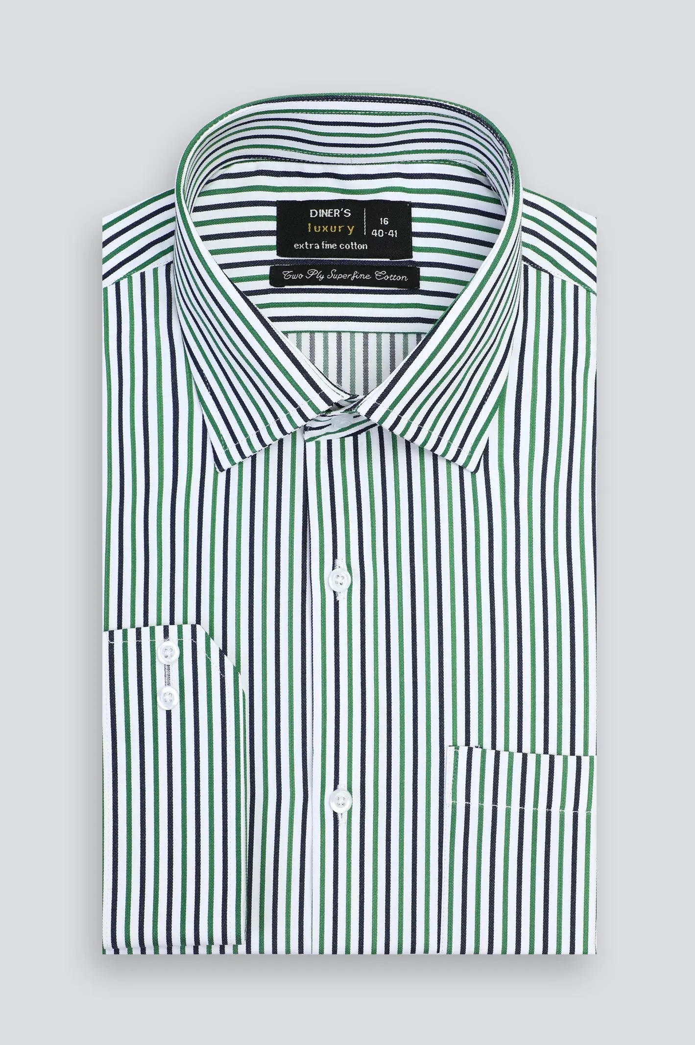Green Bengal Stripes Formal Shirt