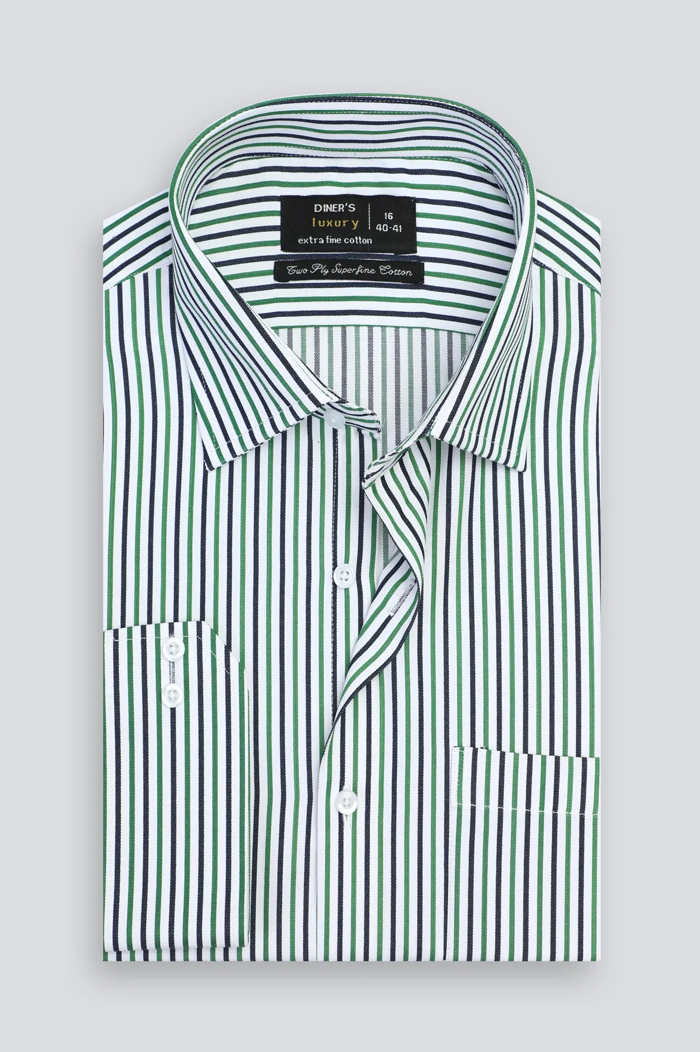 Green Bengal Stripes Formal Shirt