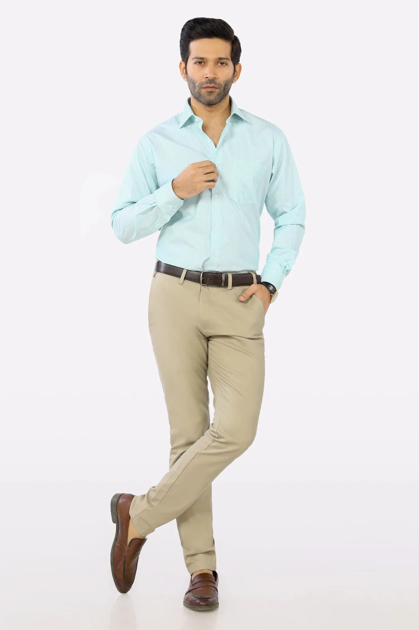 Green Candy Stripe Formal Shirt