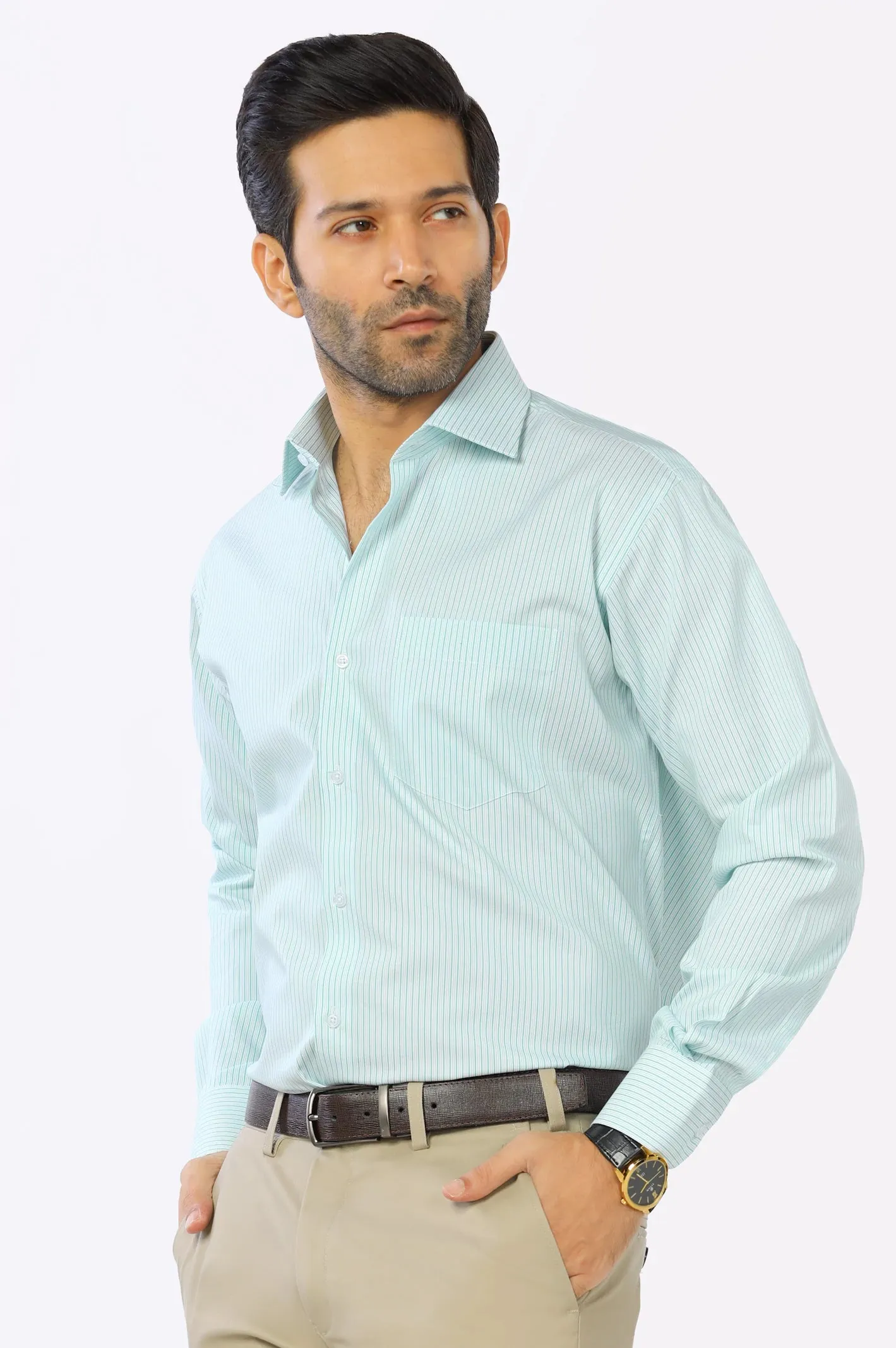 Green Candy Stripe Formal Shirt