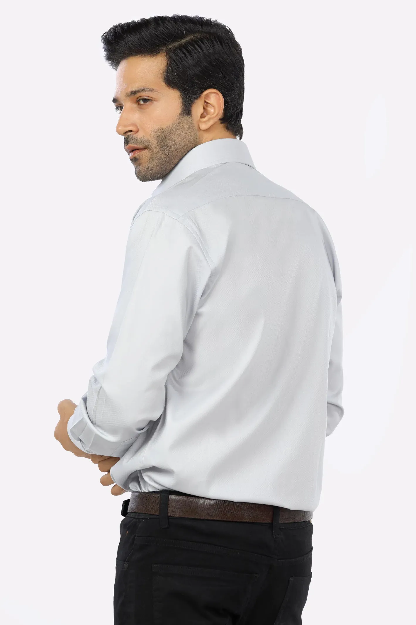 Grey Textured Formal Shirt
