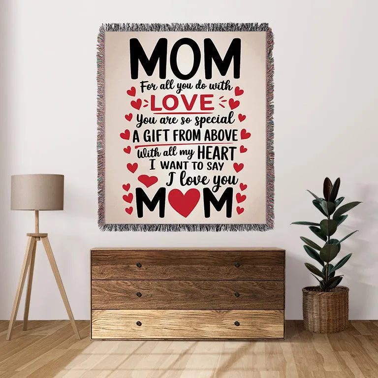 I Love You Mom 50" x 60" Gift Woven Jacquard Blanket