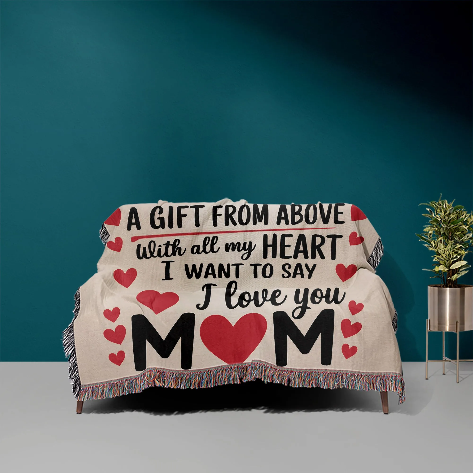 I Love You Mom 50" x 60" Gift Woven Jacquard Blanket